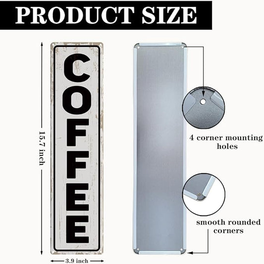 Coffee Wall Art, Retro Metal Tin Sign, Bakery Signs, Vintage Home Decor for Kitchen Bar, Coffee Corner Decoration Accessories, 15.8x4 Inches
