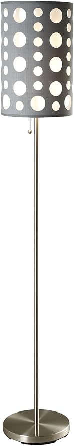ORE International 9300F-GY-WH Modern Retro Floor Lamp, Grey/White, 62 Inches