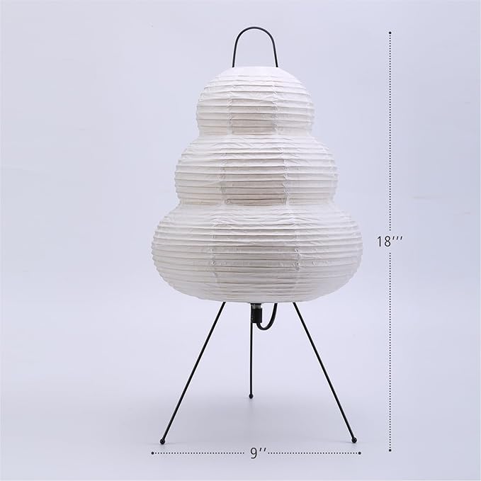 Japanese Noguchi Inspired Table Lamp Zen Rice Paper Lantern with Warm Light for Bedroom Living Room or Office Modern Japandi Decor(Segment)