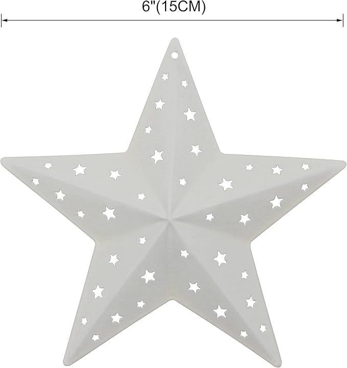 CVHOMEDECO. Primitives Rustic Gifts American Flag Stars Punched Metal Barn Stars for Wall/Wreaths/Twigs Decor, 6 Inch, Set of 3