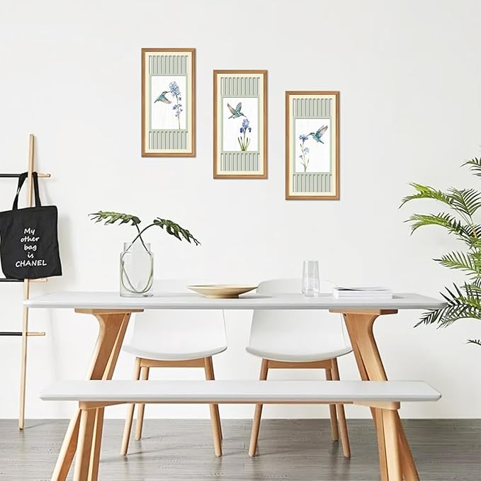 IARTTOP Vintage Hummingbird Bird Wall Art Set of 3 Botanical Prints Sage Green Home Decor for Living Room Bedroom Farmhouse 8x16 Inch Gifts for Bird Lovers