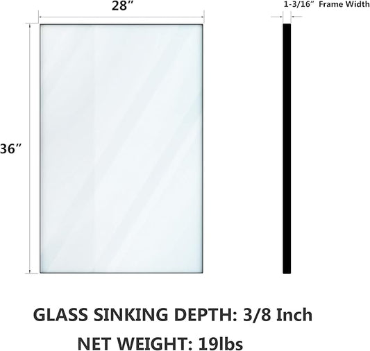 VocalStar Black Metal Framed Bathroom Mirror for Wall, 28 x 36 Inch Square Corner Rectangle Matte Black Bathroom Vanity Mirror Farmhouse, 1/4-inch Shatterproof Glass | Ultra-Flush Hanging