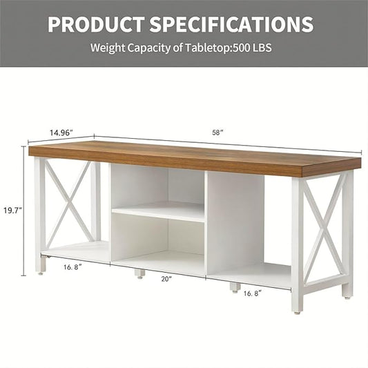 GAZHOME TV Stand for TV up to 65 Inches, TV Cabinet with Open Storage, TV Console Unit with Shelving for Living Room, Entertainment Room, White