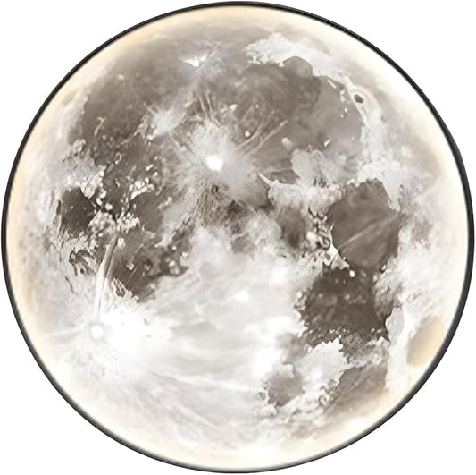 LITFAD Round Shape Wall Mount Light Simple Wall Lamp Moon LED Wall Sconce with Acrylic Shade for Living Room Bedroom Hotel - 110V-120V 39.5" Warm Light