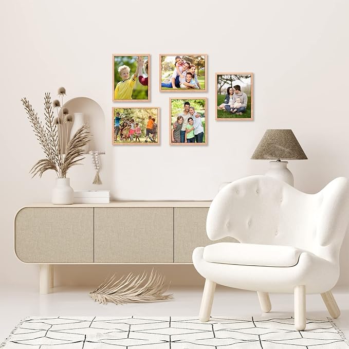 ATOBART 8x10 Set of 2 Oak Wood Picture Frame Solid Wooden Photo Frame Natural Wood Color Frames with Real Glass for Wall Mounting or Tabletop Living Room Bedroom Home Decor
