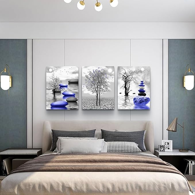 TTHYUEWS Canvas Wall Art - Modern Decor for Living Room, Bedroom & Office - Abstract Black & White Prints, 3 Piece Stretched and Framed