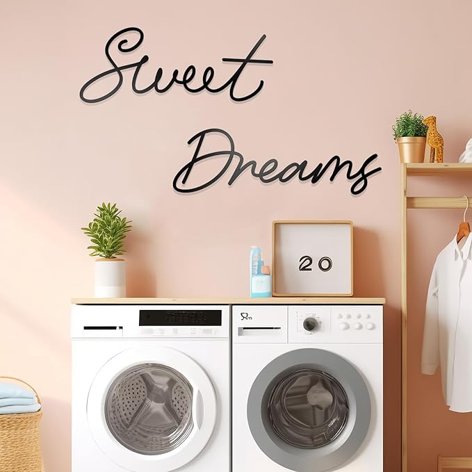Zzbakress Sweet Dreams Wall Decor For Bedroom, Black Metal Above Bed Wall Decor Large Modern Living Room Farmhouse Sign Wall Decorations For Office Home Bedroom Art(Black, Farmhouse-Large)