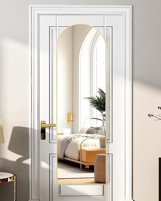 ITSRG Full Length Mirror Door Hanging, Door Mirror, Full Length Miiror, 48"x14" Bathroom Mirror, Long Mirror for Bedroom Living Room Locker Room (Gold)