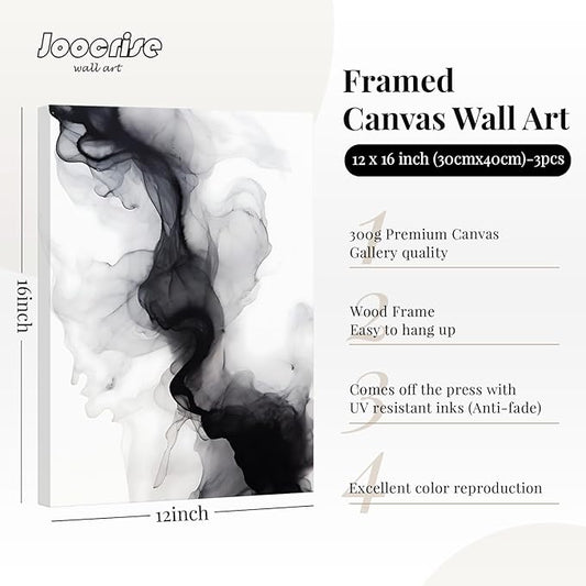 Black White Abstract Wall Art Decor Set of 3 Modern Wall Art Minimalist Canvas Wall Decor Black White Abstract Prints Modern Pictures Minimalist Artwork for Room Bedroom 12x16 Inch Ready to Hang
