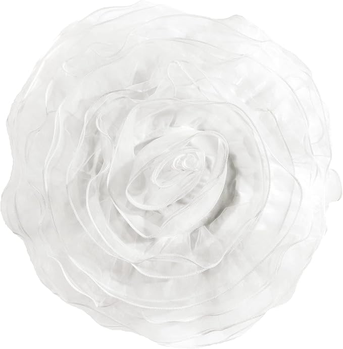 Lush Decor Ruffle Layer Flower Decorative Throw Pillow, 17" Round, White - Ruffle Round Pillow - Throw Pillows For Bed, Couch, Or Chair