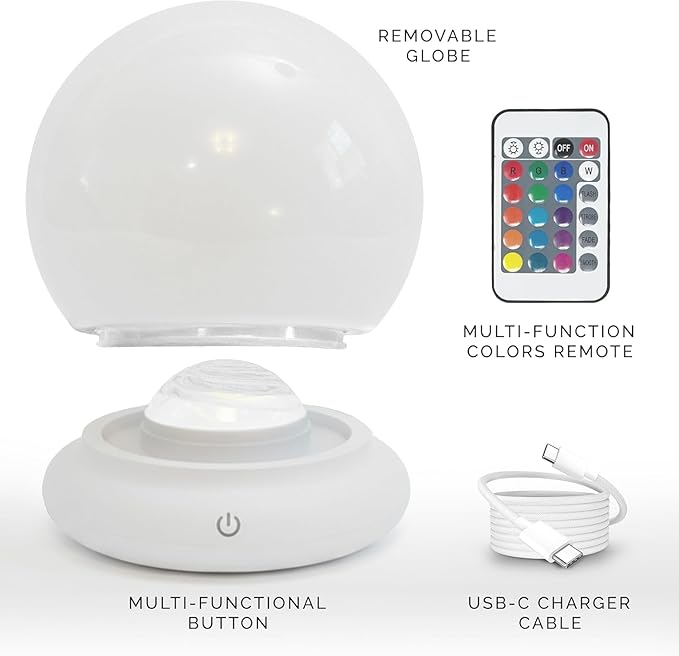 Orblux Calming Autism Sensory Light, Rechargeable Aurora Light Projector | 2-in-1 Globe Cover for Contained Sensory Effect or Open for Northern Lights Effect | Kids Night Projector, 15 Colors & Remote