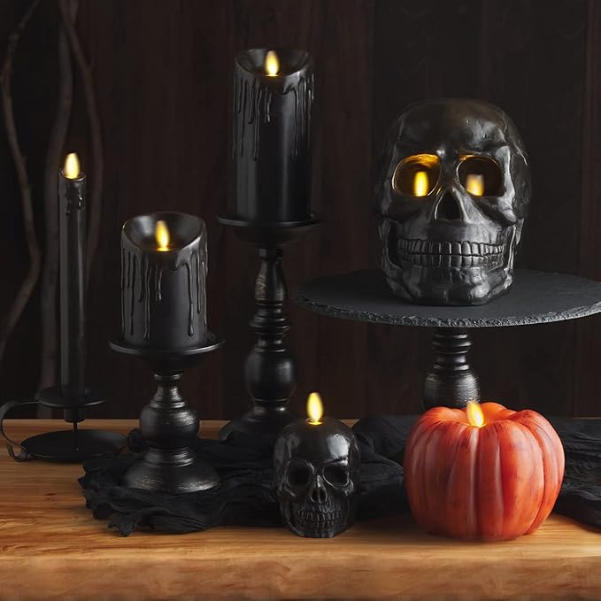 Luminara - Flameless Halloween LED Candle Battery Operated Moving Flame - Antique Orange Pumpkin - Pack of 1-5 x 4.5 - Unscented Indoor Use