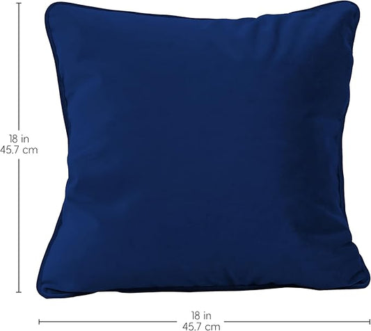 FDP 18" x 18" Velvet Square Pillow Set with Piping Decorative Throw Pillow for Home Dcor in Living Room, Bedroom or Lounge (2-Pack) - Eclipse, 15158-348