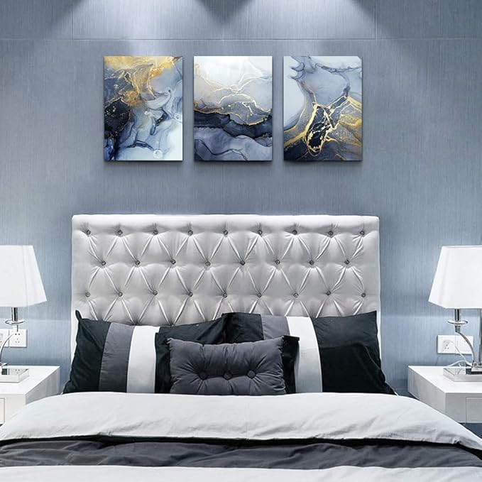 DZRWUBHS Abstract Wall Decor for Living Room Large Canvas Wall Art for Bedroom Abstract Ink Wall Painting Artworks Hang Pictures for Office Decoration Home Decor Posters Art 16x24 inch 3 Piece