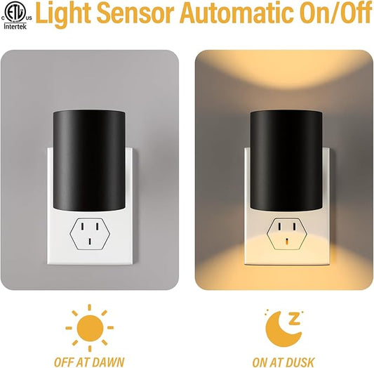 Night Lights Plug into Wall: ETL Night Light Plug in - LED Dimmable Night Light Dusk to Dawn Light Sensor, Soft Warm 2700K, Adjustable Brightness, Wall Lights for Bedroom, Hallway, Stairs - 2 Pack