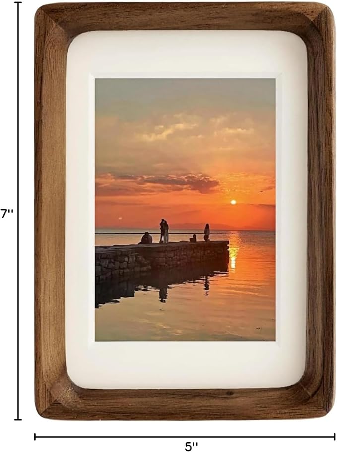 FLECHAZO 5x7 Picture Frame Wood with 4x6 Mat,Natural Solid Walnut Wooden Photo Frames 5 by 7 for Tabletop or Wall Display