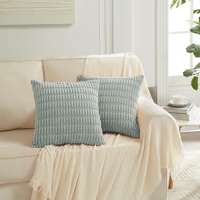 Fancy Homi 4 Packs Decorative Throw Pillow Covers for Living Room Couch Bed, Modern Farmhouse Boho Home Décor Accent Cushion Case, 12" x 12", Grey Blue