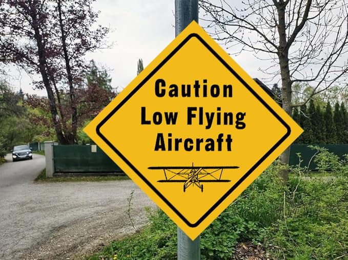 Metal Poster Plaque Low Flying Aircraft Airplane Aviation Airport Aviator Pilot Aeroplane Hangar Air Vintage Metal Tin Signs Home Bar Shop Decorations Coffee Sign Gift 12x12 Inch