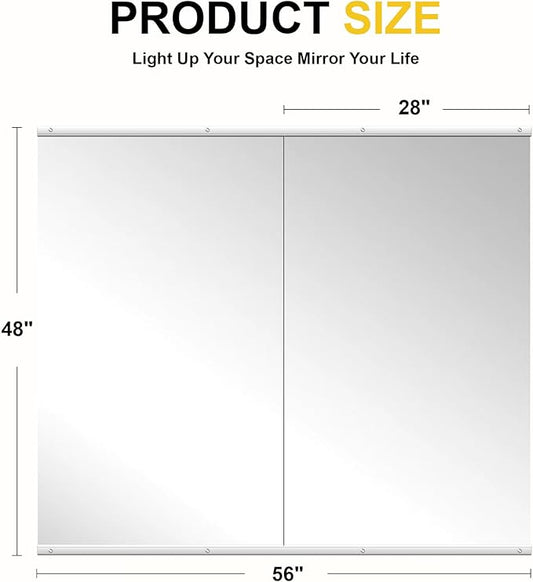 Home Gym Mirror for Wall, 48"x28"-2 PCS Full Length Workout Mirrors, Tempered Glass, HD Reflection, Large Frameless Body Mirror for Home Gym, Garage, Yoga, Dance, Bedroom(Silver)