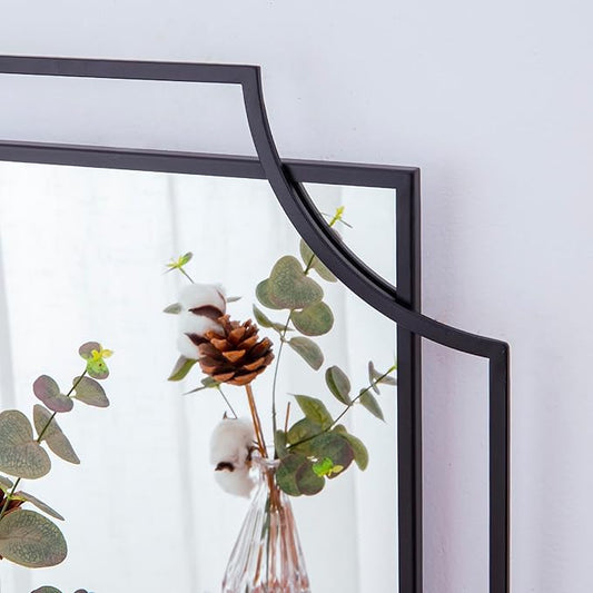 Black Wall Mirror for Living Room, 36''X24'' Black Bathroom Mirror with Metal Frame, Antique Decorative Mirror for Living Room, Entryway, Dining Room Decor