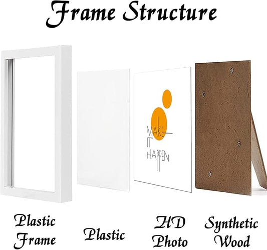10x10 Picture Frame Set of 4, White 10 x 10 Frame High Transparent Wall Gallery Poster Canvas Photo Frames for 10by10 inches