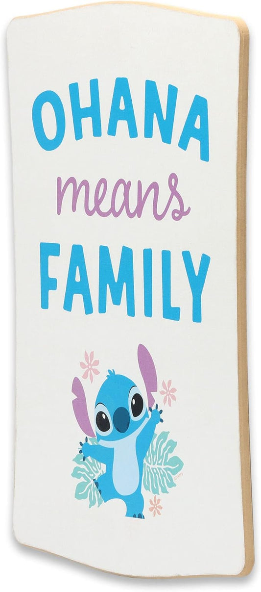Open Road Brands Disney Lilo and Stitch Ohana Means Family Tropical Wood Wall Decor - Cute Stitch Sign for Home Decorating