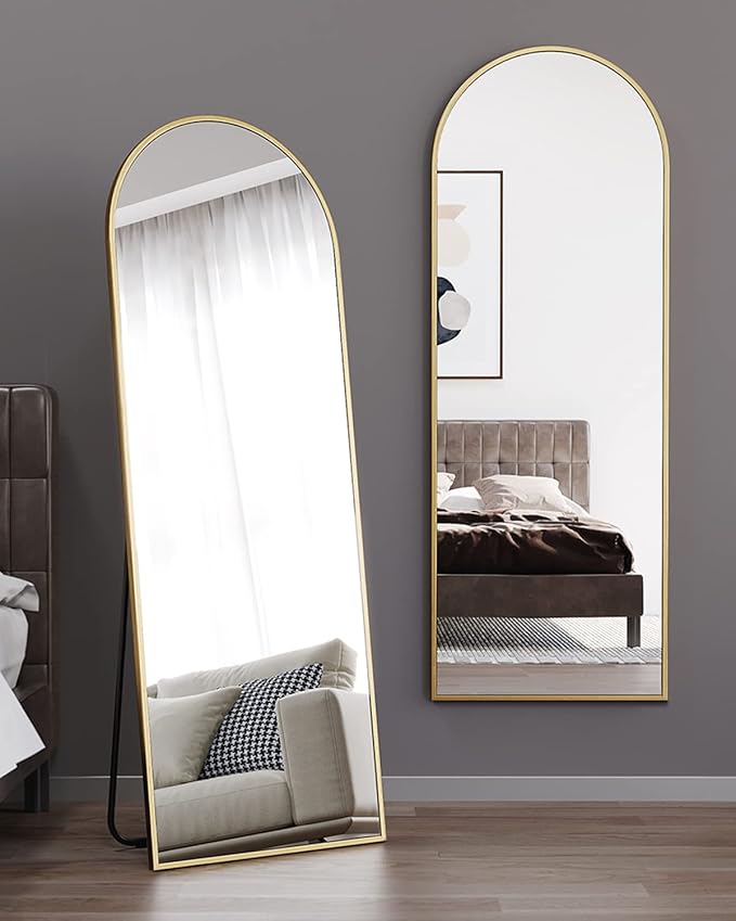 ITSRG Full Length Mirror with Stand, 38"x77" Floor Mirror Freestanding, Arched Wall Mirror, Oversized Mirror Full Length, Gold Arch Mirror Full Length, Wall Mounted Mirror for Bedroom(Gold)