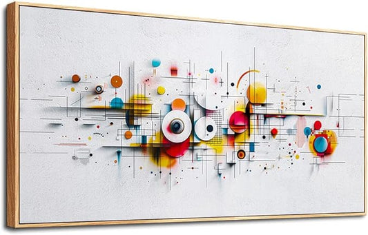 ERQINHUA Abstract Wall Art Living Room Boho Wall Decor For Bedroom Office Home Decorations Geometric Wall Paintings Minimalism Canvas Artwork Pictures Modern Ready to Hang Wood Framed 20x40 Inches