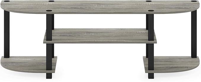 Furinno TURN-S-TUBE TV Stand, Wide Entertainment Center, TV Console for TV up to 55 Inch, for Living Room, Bedroom, Oak Grey