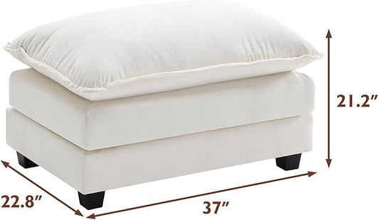 Ihanherry Ottoman for Modular Sectional Cloud Sofa, Chenille Deep Seat Couch for Apartment, Living Room and Bedroom, Beige