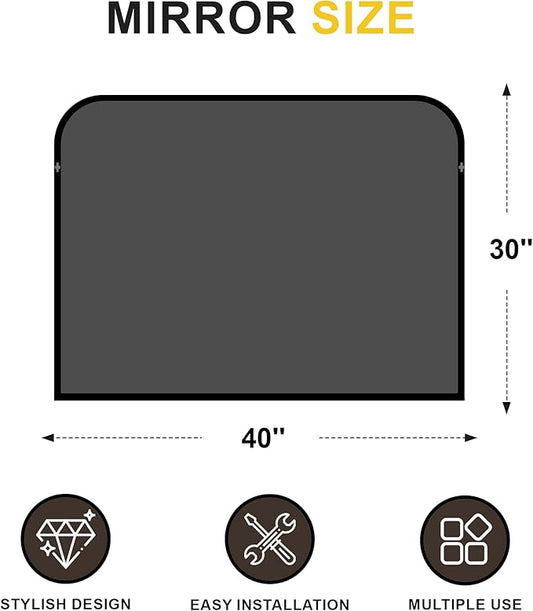 Bathroom Vanity Mirror for Wall, 40" x 30" Black Metal Framed Bathroom Mirror for Mantel, Living Room, Bedroom, Entryway, Fireplace Decor