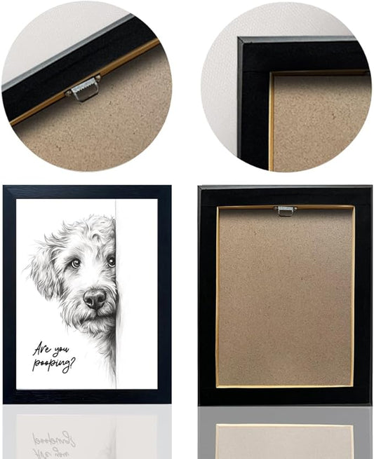 Gongyuanyihao Arts Funny Dog Bathroom Wall Art with Black Frame, Are You Pooping Sign for Farmhouse Restroom Decor, Rustic Humorous Canvas Print Painting Ready to Hang 8"x10"