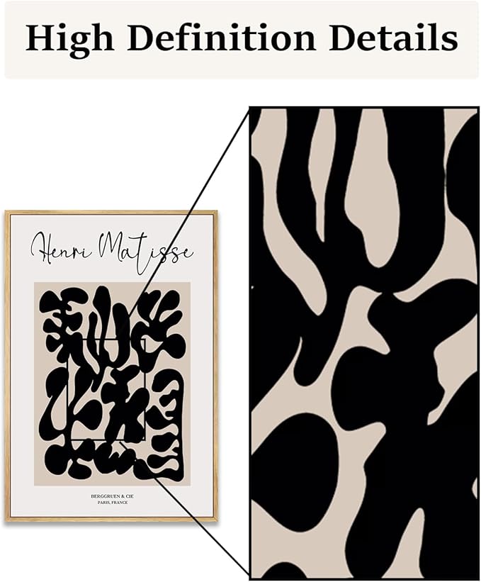 Zzuyi Henri Matisse Framed Art Prints - Flower Market Poster, Abstract Art - 16''x24'' Natural Framed