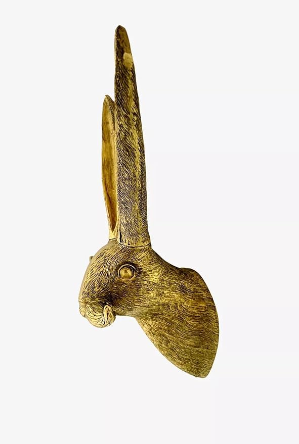 Animal Heads Wall Decor, Deer Head Wall Mount, Resin Animal Sculptures Head Wall Hanging Decoration for Family Living Room Bedroom Bathroom Kitchen Gift (Rabbit)