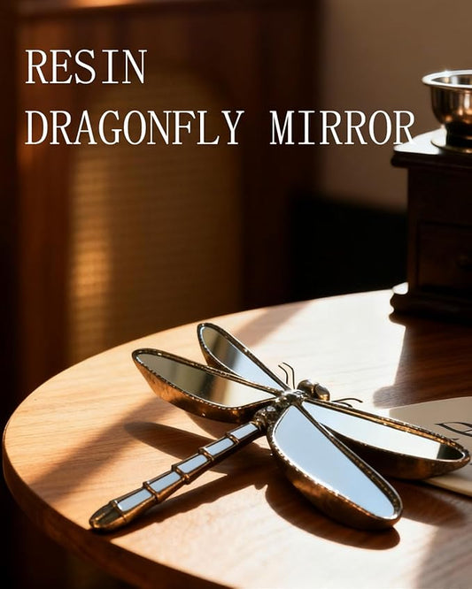 Dragonfly Wall Mirror Decor, Butterfly Art Wall Mirrors, Retro Gold Resin Decorative Wall Mirror, Creative Home Decoration for Living Room Bedroom (Dragonfly)
