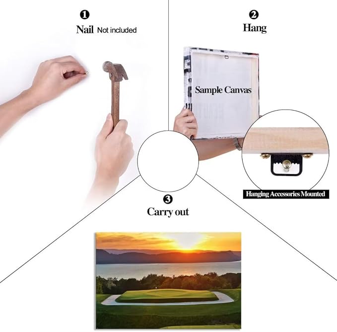 chenchenArt Sleepy Hollow 16 Hole Golf Course Wall Art for Living Room Bedroom Bathroom Home Decorations Sleepy Hollow Golf Course Picture Poster Canvas Prints Framed Ready to Hang(18''H x 24''W)