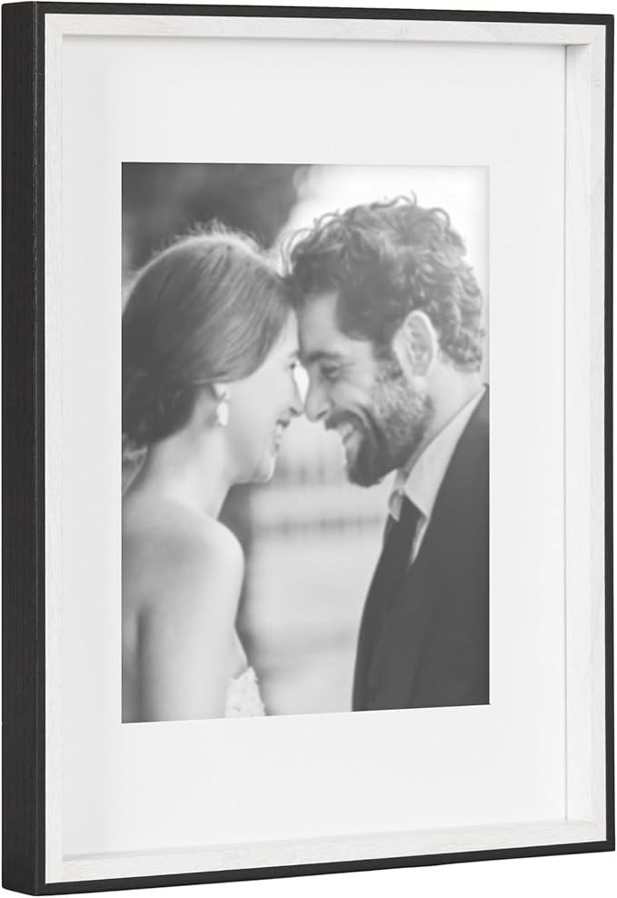 Kate and Laurel Gibson Modern Wall Picture Frame Set of 4; 11x14 matted to 8x10; Black and White; Four-Piece Frame Set for Use as Gallery Wall Frame Set in Living Room Wall Décor