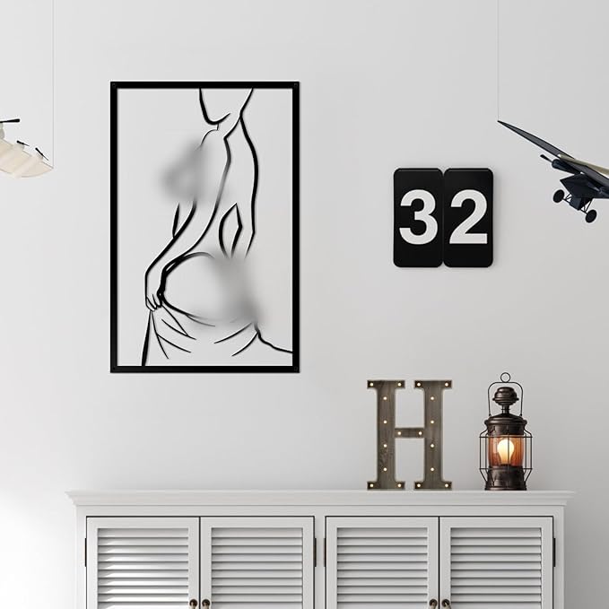 ESTART 3 Pieces Modern Minimalist Metal Wall Decor Abstract Line Art Wall Decor Woman Body Shape Art Home Hanging Sculptures Decor for Living Room Bedroom Bathroom Kitchen
