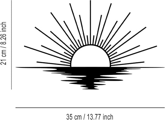 Line Sunrise Sunset Metal Wall Decor - Minimalist Room Decor Black Wall Art Home Decor for Living Room, Bathroom, Bedroom, Dining Room, Entrance (Black)