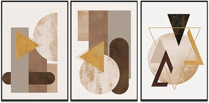 QKF Large Canvas Abstract Wall Art Modern Home Art Living Room, Bedroom, Office Wall Decoration Orange Geometric Drawing Poster Print 20" X 28" 3 Pieces