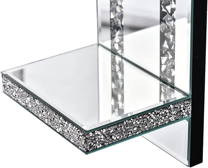 Aeveco Crystal Crush Diamond Mirrored Candle Sconces, Silver Wall Candle Holder Set of 2, Wall Decorations for Living Room,Dining Room (Rectangle Stripe (Style 4))