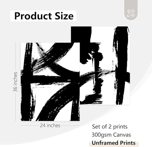 Tocliky Black and White Wall Art Abstract Modern Painting Minimalist Line Canvas Wall Art Decor Black And White Poster Abstract Artwork Prints for Living Room Bedroom 24x36 Inch Unframed Set of 2
