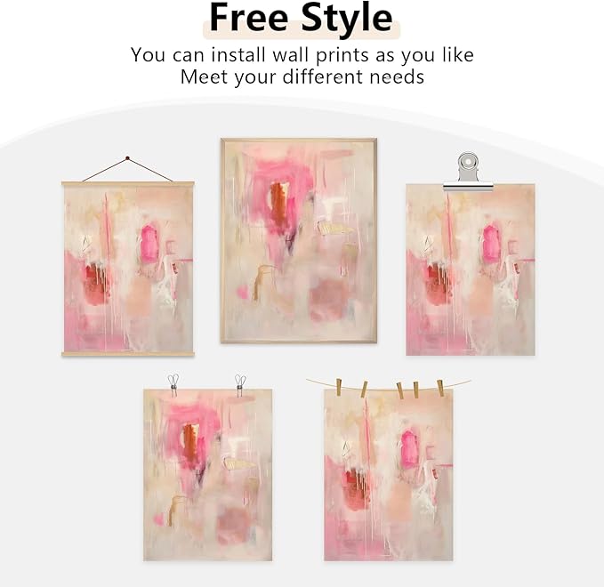 Tocliky Abstract Wall Art Neutral Modern Canvas Painting Decor Pink Beige Minimalist Wall Art Contemporary Abstract Poster Artwork for Living Room Bedroom 12x16 Inch Unframed Set of 2