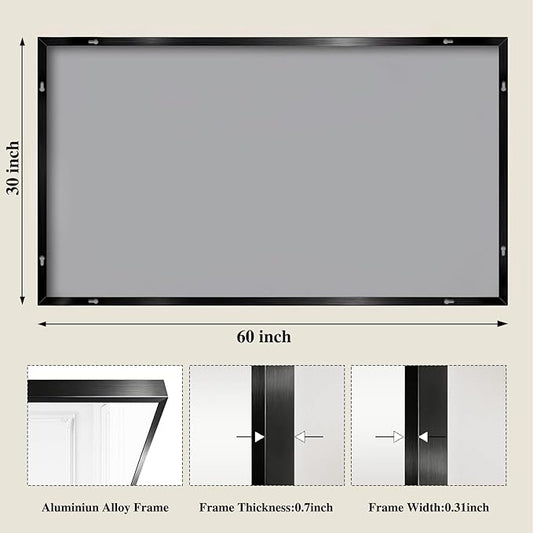 Koonmi Black Mirrors for Wall, 30x60 Inch Bathroom Mirror, Rectangular Wall Mirror for Living Room Bedroom Bathroom, Hangs Horizontally or Vertically