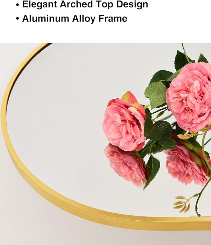 KOMCOTE Full Length Floor Mirror, 91x46 Inch Oversized Arched Standing Mirror in Gold for Bedroom, Living Room, Dressing Room - Elegant Freestanding Leaning Mirror Decor