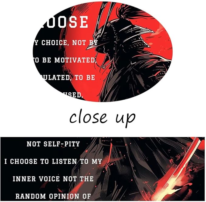 Armored Samurai Wall Art I Choose to Live by Choice Canvas Prints Vintage Japanese Artwork Black Motivational Poster Inspirational Quotes Painting for Men Bedroom Living Room Office (28''W x 44''H)
