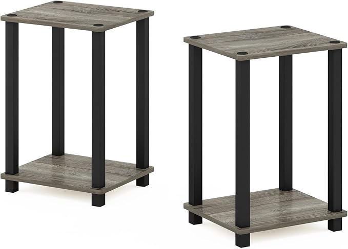 Furinno Simplistic End Table, 2-Pack, French Oak/Black