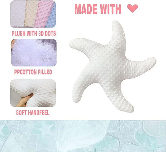 Marble Empire White Starfish Pillow for Couch and Bed, Coastal Decor Throw Pillow, Ocean Beach Theme Accent Pillow for Living Room