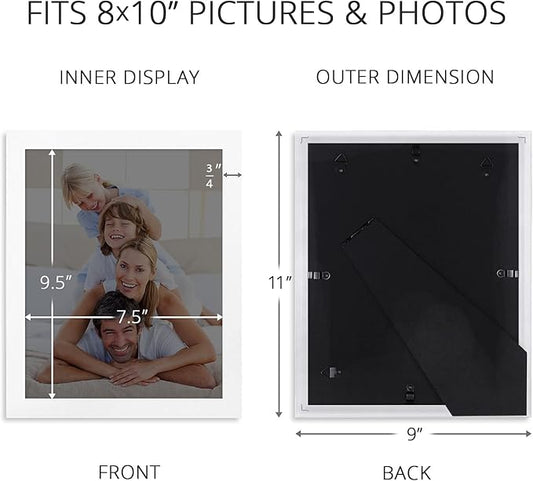 Icona Bay Combination White Picture Frames Set - 10 PC (Four 4x6, Four 5x7, Two 8x10), Impresia Collection Multi-Pack, Simple Modern Design for Wall Gallery