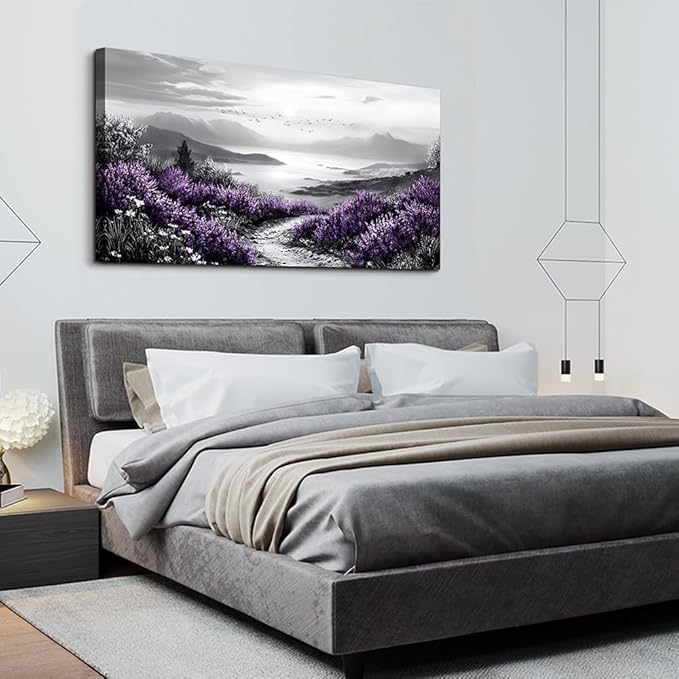 KELIYUAN Large Canvas Wall Artwork Home Decoration Painting Black And White Landscape Modern Print Painting Living Room Decor And Bedroom Office Wall Decoration Natural Scenery Mural 24 X 48 Inches
